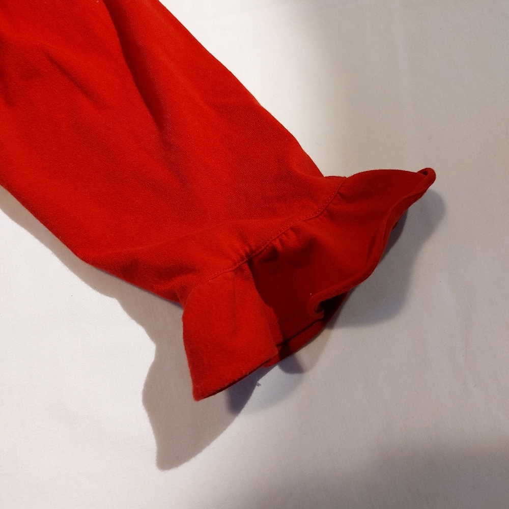 Lauren Ralph Lauren Red Ruffled V-neck Top 1X EUC - Picture 7 of 10